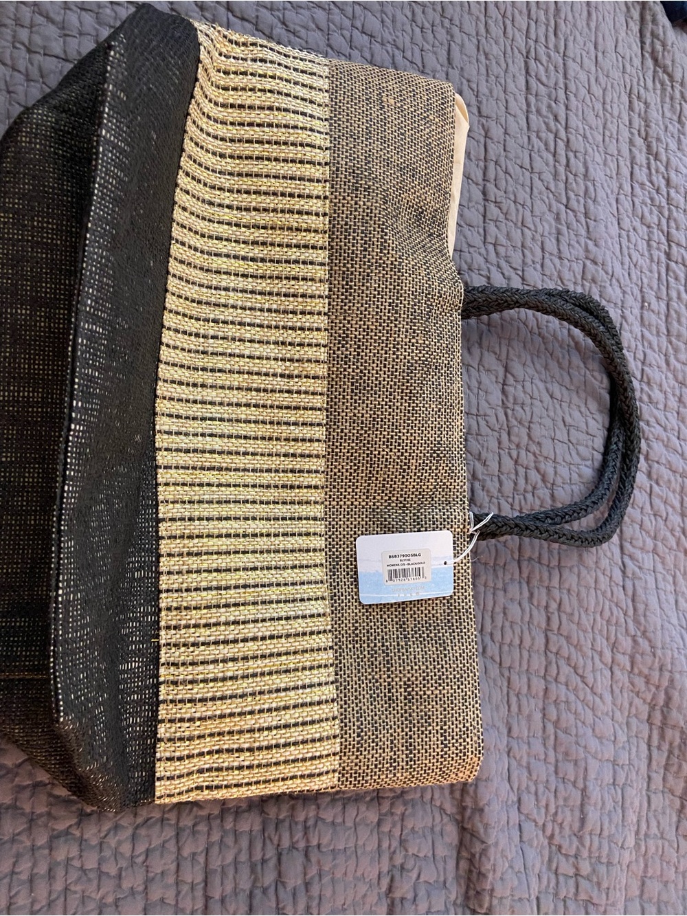 Bay Sky NWT Woven Black and Natural Tote Bag